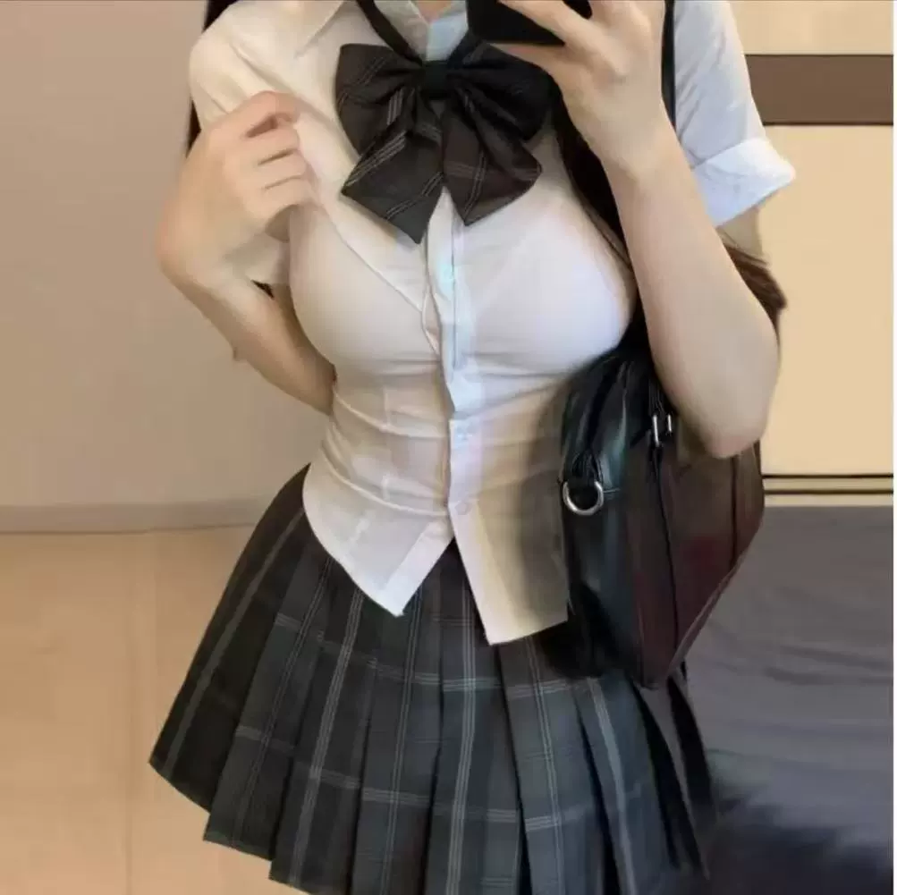 Японский школьный костюм в стиле JK: короткий рукав, юбка-плиссе, комплект для лета, женский, в университетском стиле