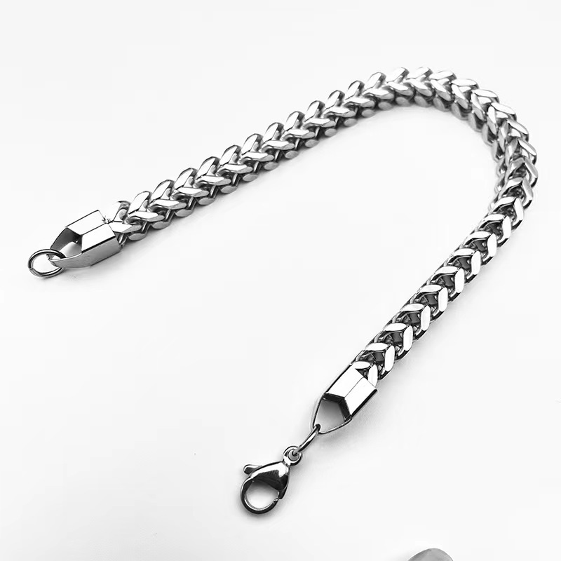 1 Piece Quantity Hip-Hop Solid Color Titanium Steel Men's Bracelets Men's Chain Bracelets