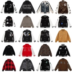 跨境 高版本驴家25秋冬系列奢潮LOGO刺绣毛巾绣L家棒球服夹克外套