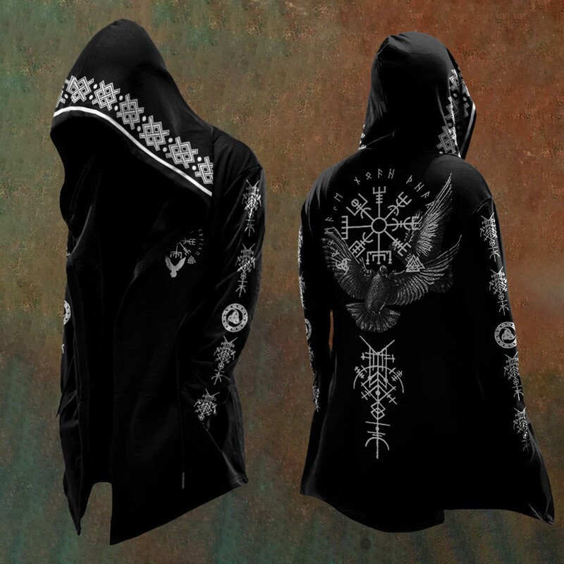 European and American Abstract Universe Retro Print Spring and Autumn Men's 3D Digital Print Loose Hooded Windbreaker Cardigan Jacket