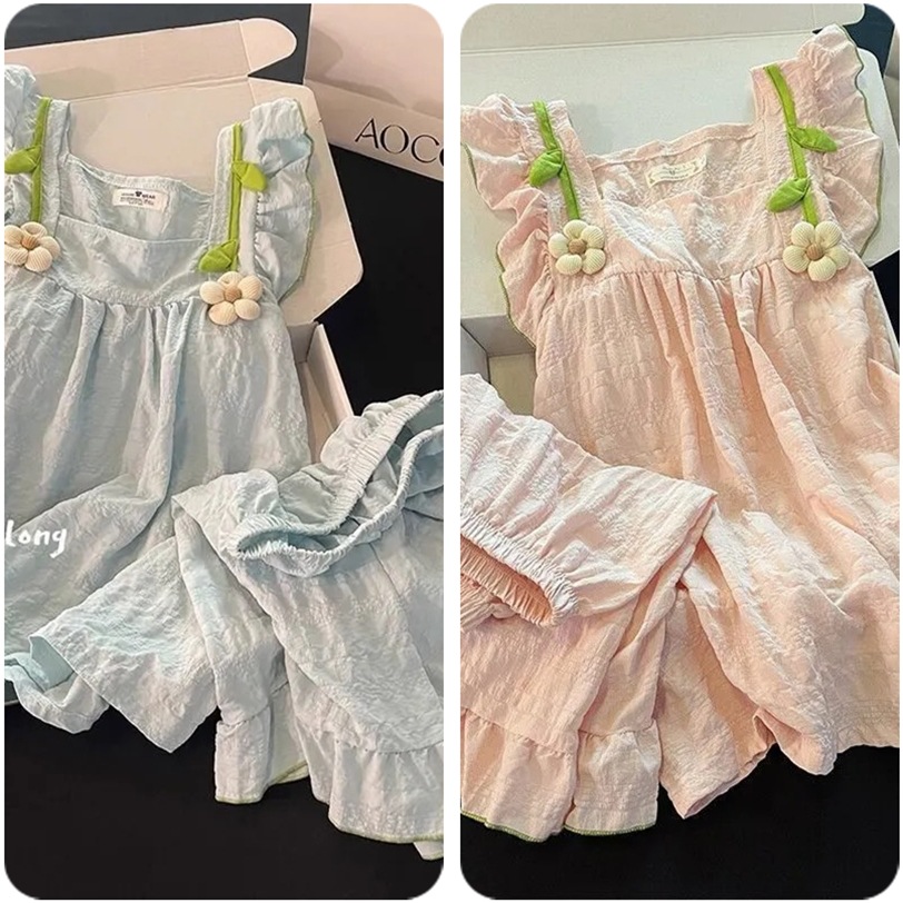 Nube de algodón pijama de mujer vestido largo medio 2026 dulce niña flores lindas pijamas de ropa de casa de mujer