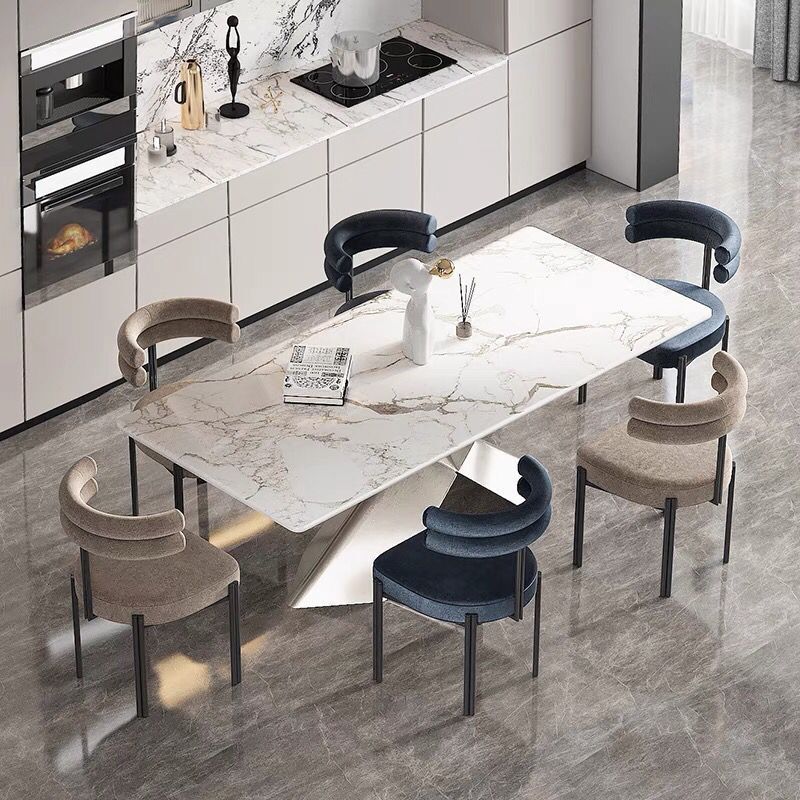 Designer's dining chair, Italian minimalist creative half-curved backrest chair, home vanity chair, caf&eacute; leisure negotiation chair