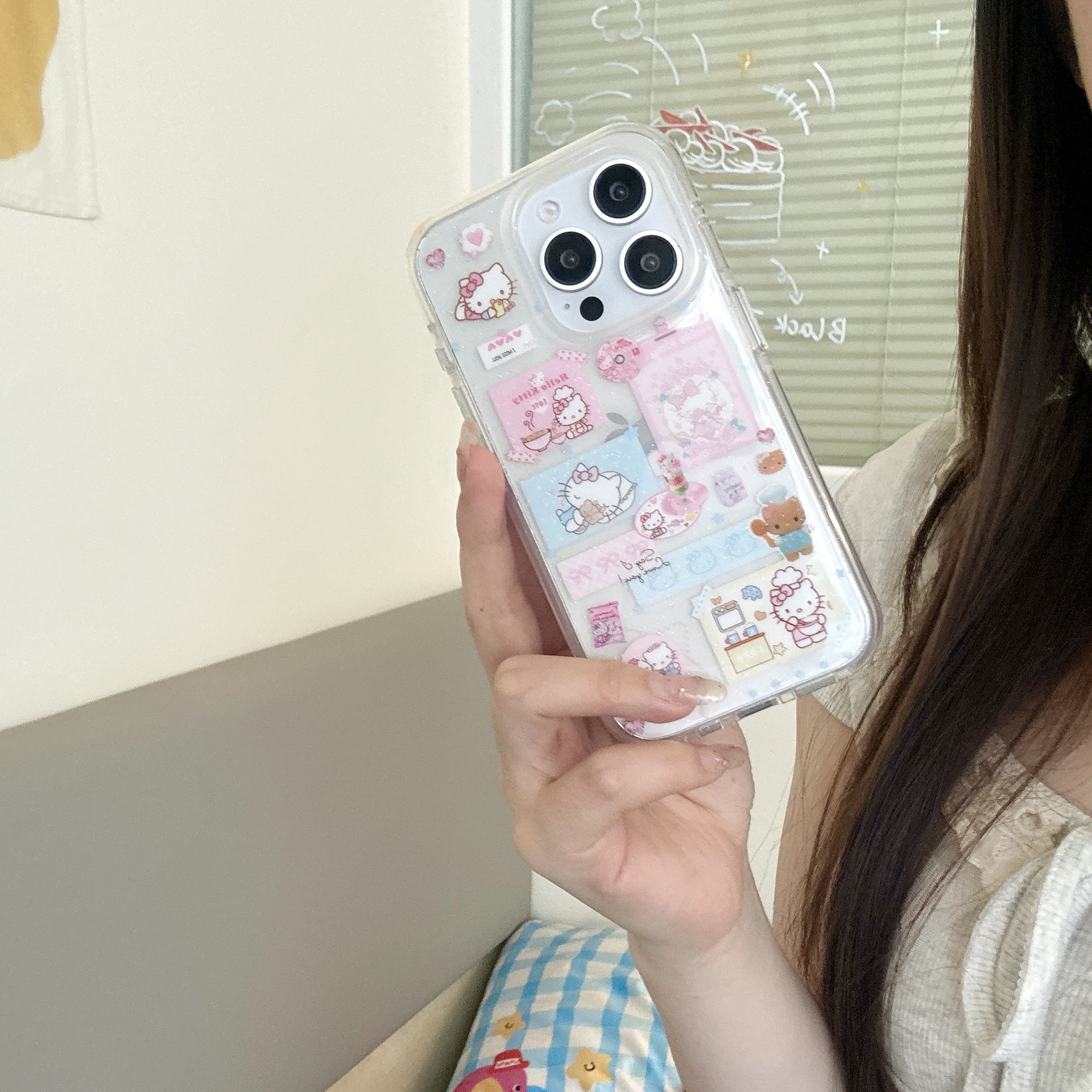 Dibujos animados lindo gato KT adecuado para Apple 16ProMax funda para teléfono móvil 15Pro nuevo 14/13 celebridad de Internet 15PM chica