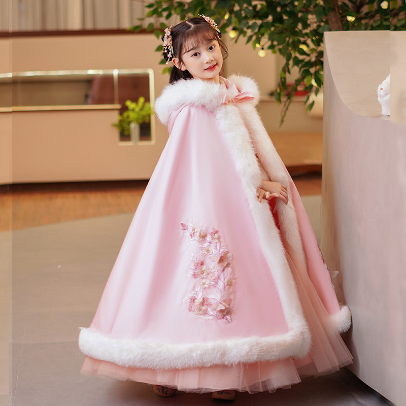 Hanfu for Girls, Spring Season, Fleece-Lined and Thickened, Children's Tang Suit, Baby New Year Outfit, Super Fairy Chinese Style New Year Clothing for Little Girls