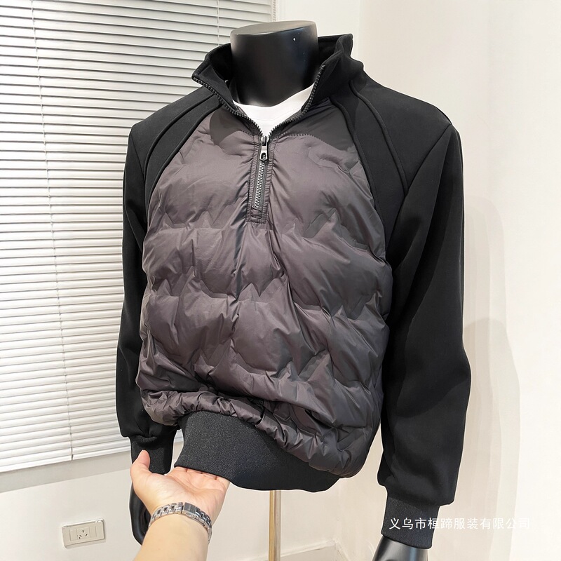 2026 Fall/Winter New Men's Lightweight Stand Collar Pullover Down Jacket with Half Zipper, Trendy Loose Fit 2026 Fall/Winter New Men's Lightweight Stand Collar Pullover Down Jacket with Half Zipper, Trendy Loose Fit
