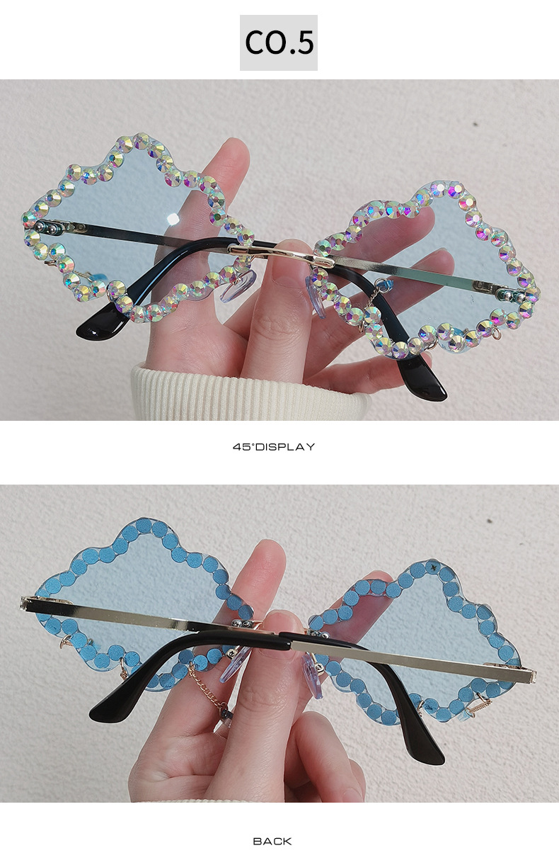 Purple, Green, Yellow Color Original Design Clouds PC UV400 Protection Special-Shaped Mirror Diamond Full Frame Women's Sunglasses