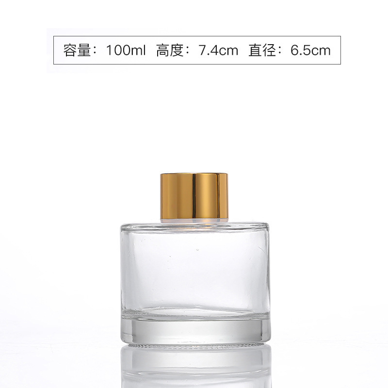 Botella de aromaterapia de vidrio cilíndrico 100ml botella de expansión de perfume transparente DIY ratán sin fuego decoración del hogar decoración al por mayor
