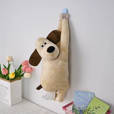 Car tissue box/set: Car Tissue Box Hanging - naked-flying-dog-tissue-box
