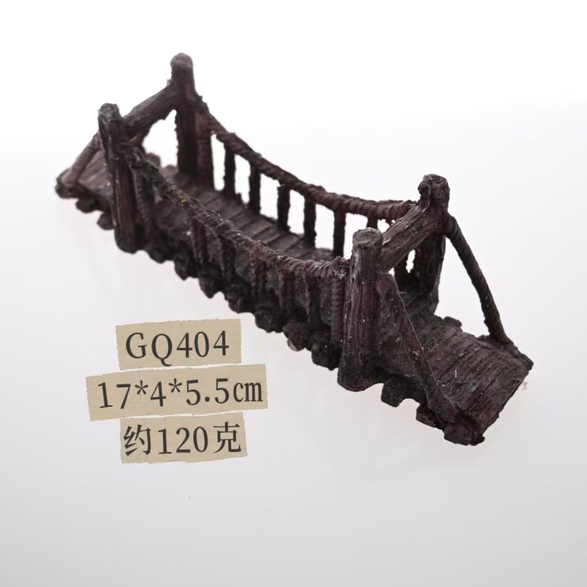 Nuevas decoraciones de paisajismo, decoración de rocalla, acuario, puente colgante creativo, accesorios de puente de madera, fábrica de puente de suministro de piedra artificial