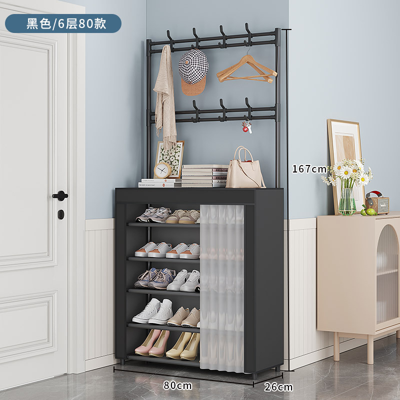 Zapatero a prueba de polvo, estante para zapatos y sombreros de piso para el hogar de varias capas, perchero en la puerta de la sala de estar, estante de almacenamiento de alquiler