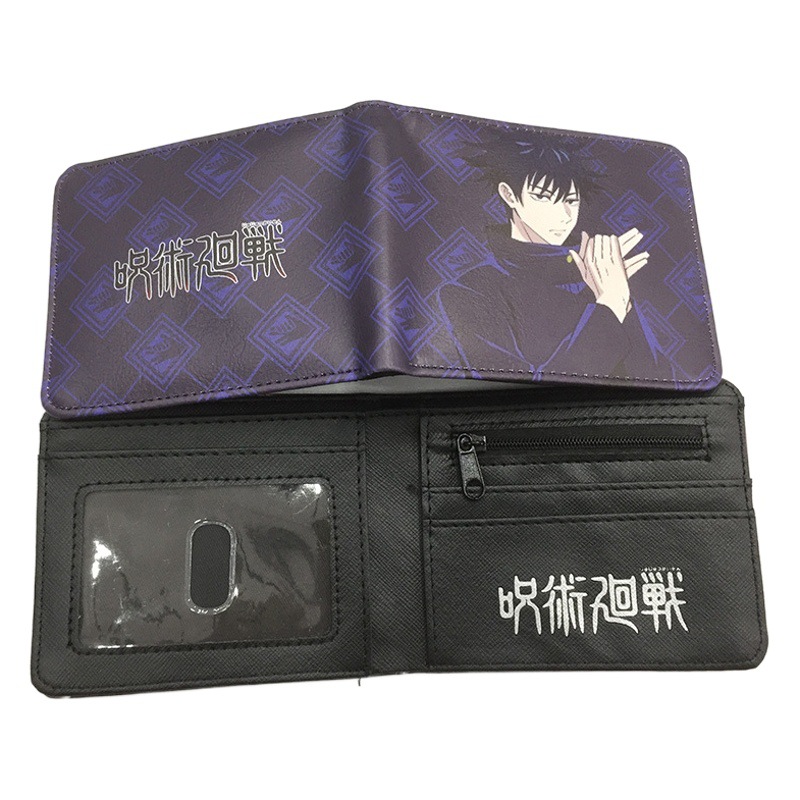 Animation Peripheral Tiger Cane Youren Gojo Satoru Pu Leather Printed Wallet Spell Return Short Card Holder Coin Holder