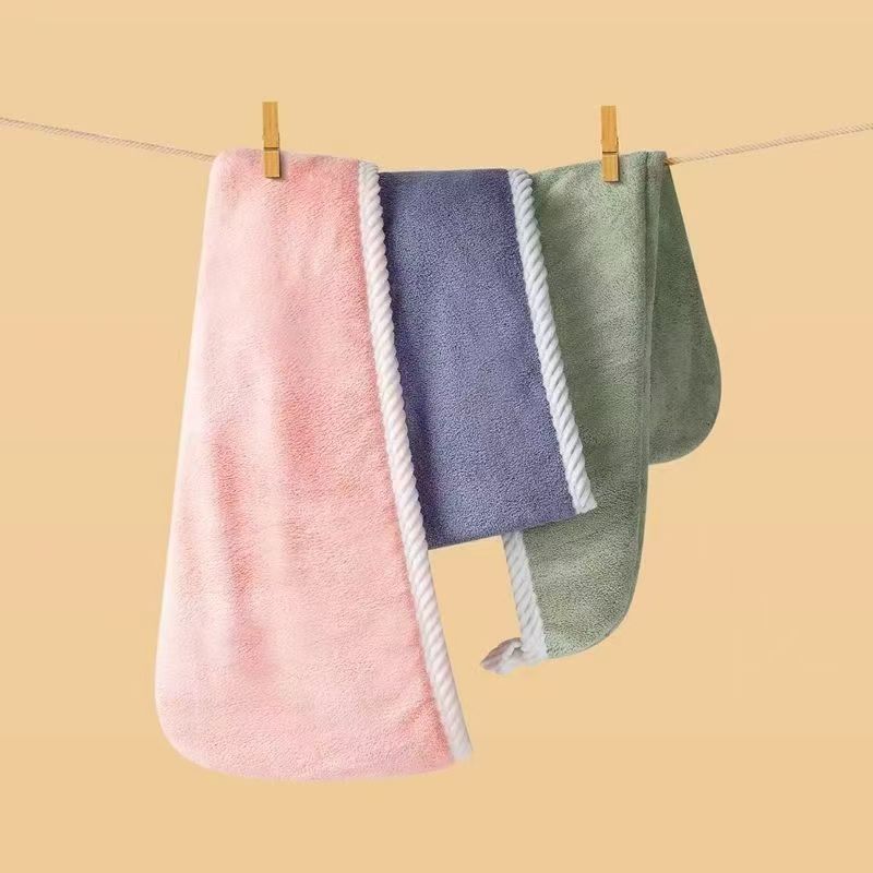 Coral fleece double-layer thick hair cap can be wrapped towel super absorbent quick-drying wholesale love adult children students