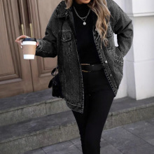 D现货-20808#跨境欧美亚马逊复古夹克时尚爆款女装夹克牛仔外套