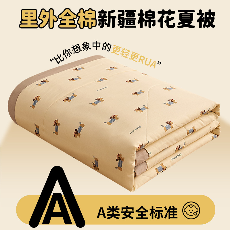 A类全棉夏凉被四件套ins夏季儿童卡通棉花夏被宿舍纯棉空调薄被子