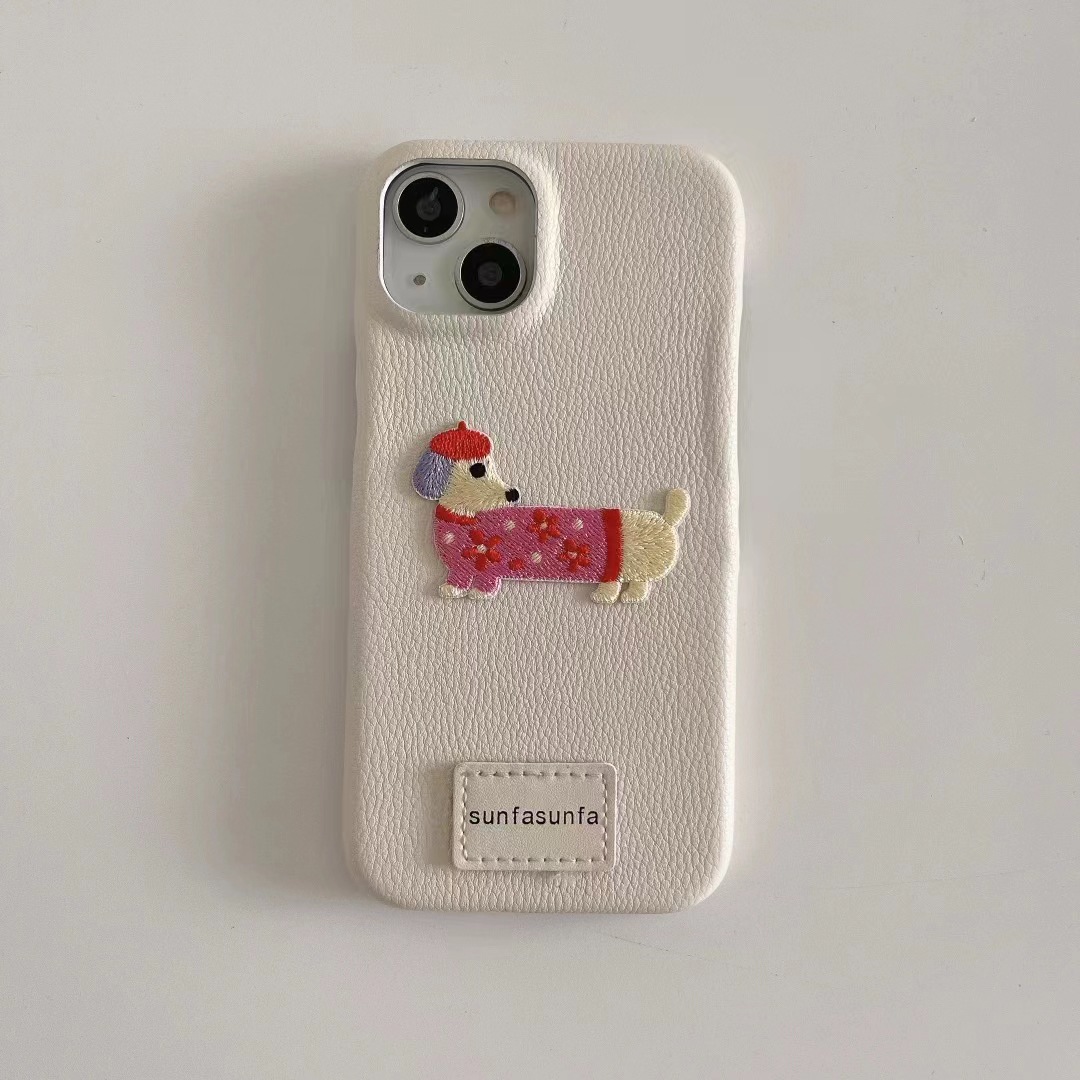 Piel blanca bordado de dibujos animados cachorro sf4