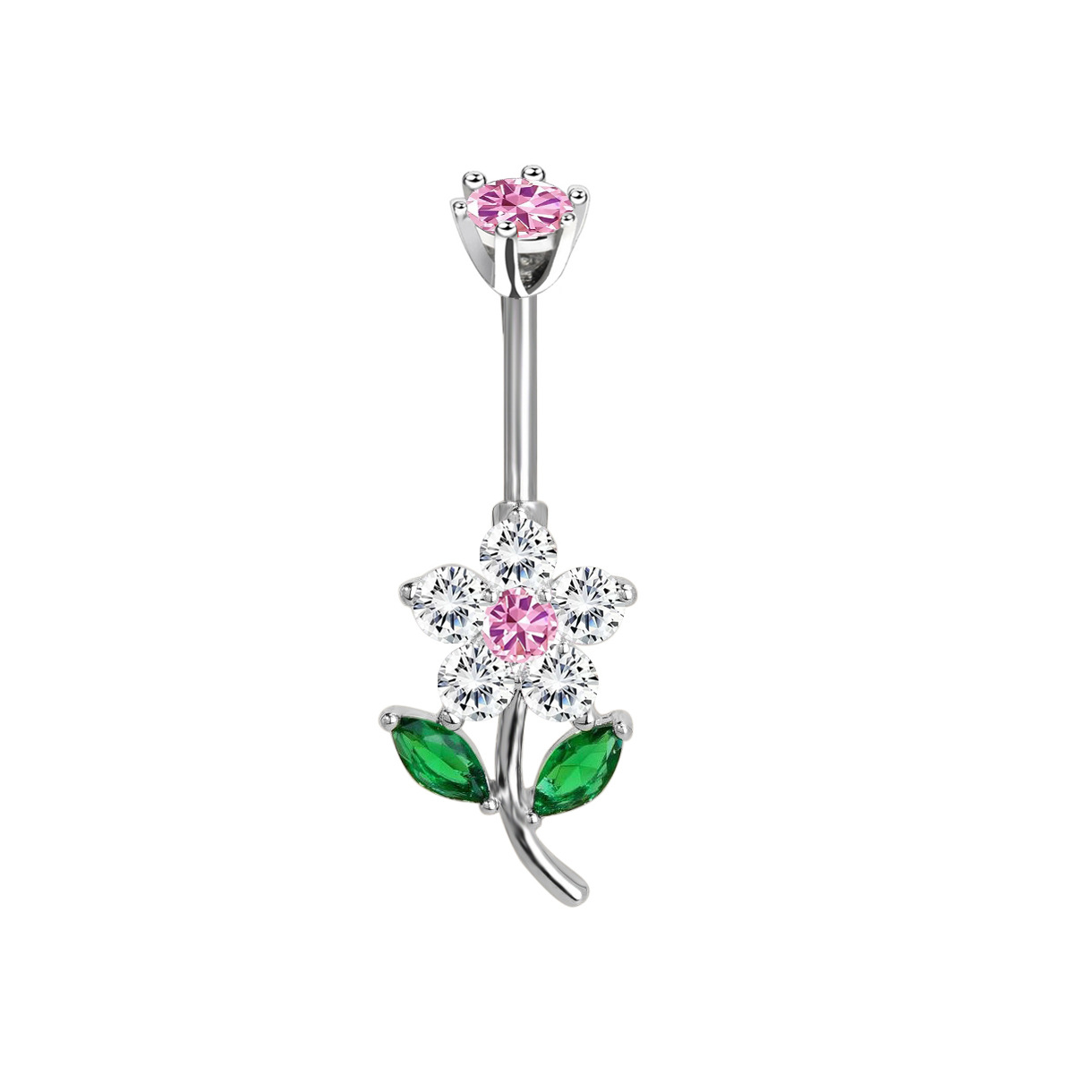 Personalisierter Blumen Bauchnabelpiercing Aus Edelstahl_voghion.com