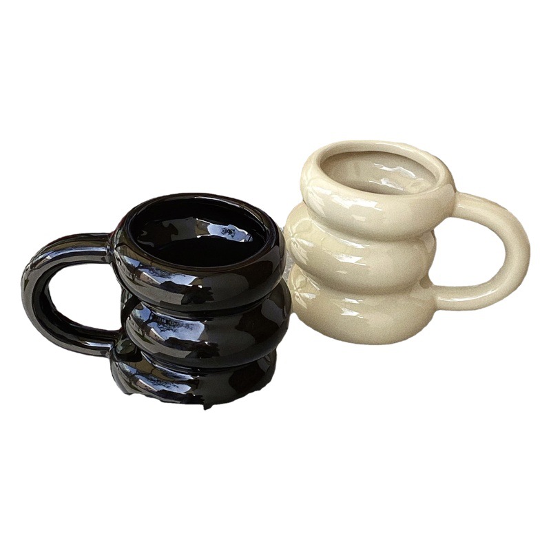 Nuevo en stock original Ins lechoso círculo amarillo taza de agua de alta apariencia creativa Taza de cerámica taza de grasa al por mayor