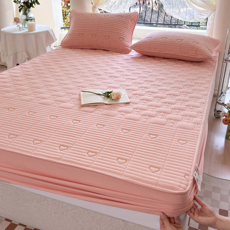 2024 nueva cubierta de cama a prueba de polvo, cubierta protectora de colchón acolchado con todo incluido, cama acolchada teñida con hilo de algodón universal de cuatro estaciones