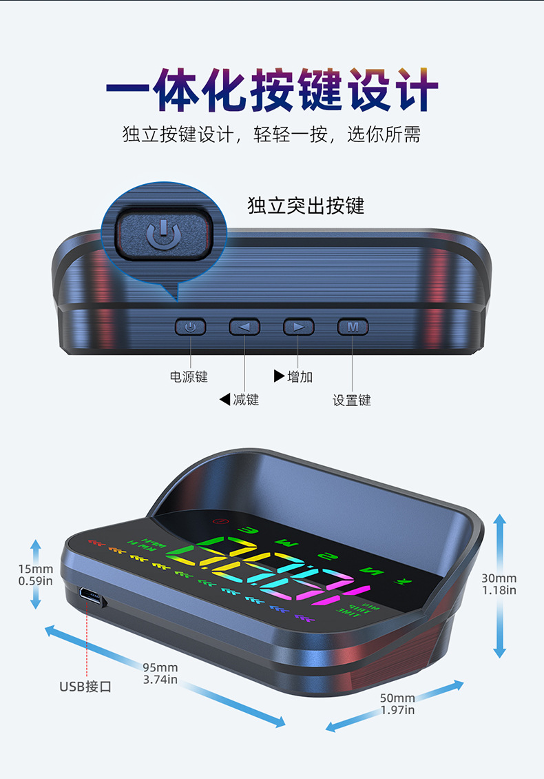Luyang Intelligent Car Hud Head-Up Display Gps Universal Driving Computer Multi-Function Simple New Model M23 Color