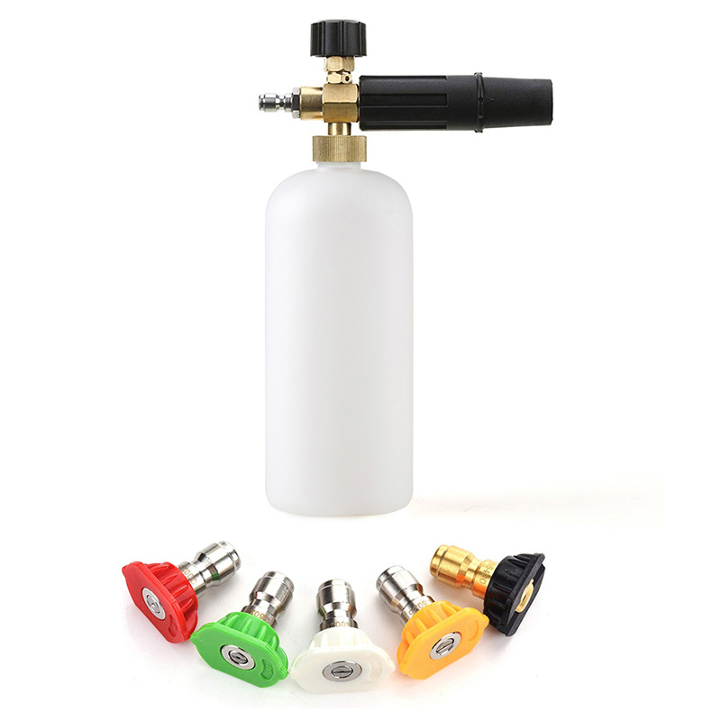 厂家批发高压洗车机水枪头泡沫喷壶快速接头PA喷壶配五色喷嘴套件