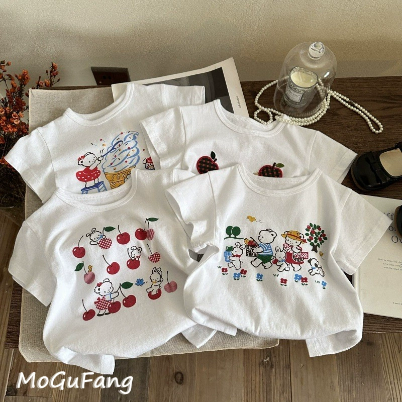Детская летняя мультяшная футболка с коротким рукавом, Korean стиль