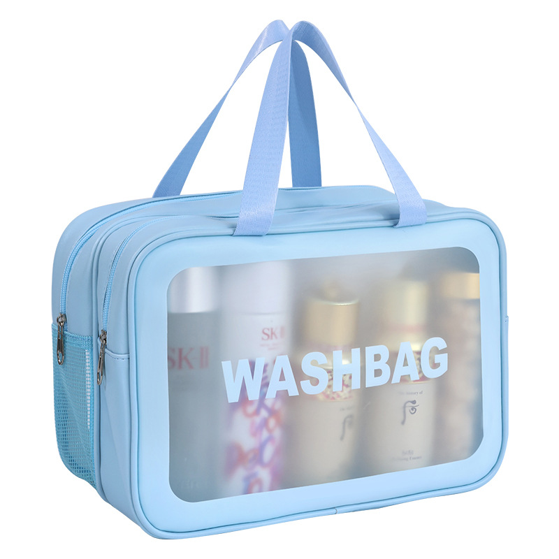 Separación húmeda y seca bolsa de lavado transparente de doble capa bolsa de cosméticos Portátil Bolsa de almacenamiento de alta apariencia bolsa de almacenamiento de viaje