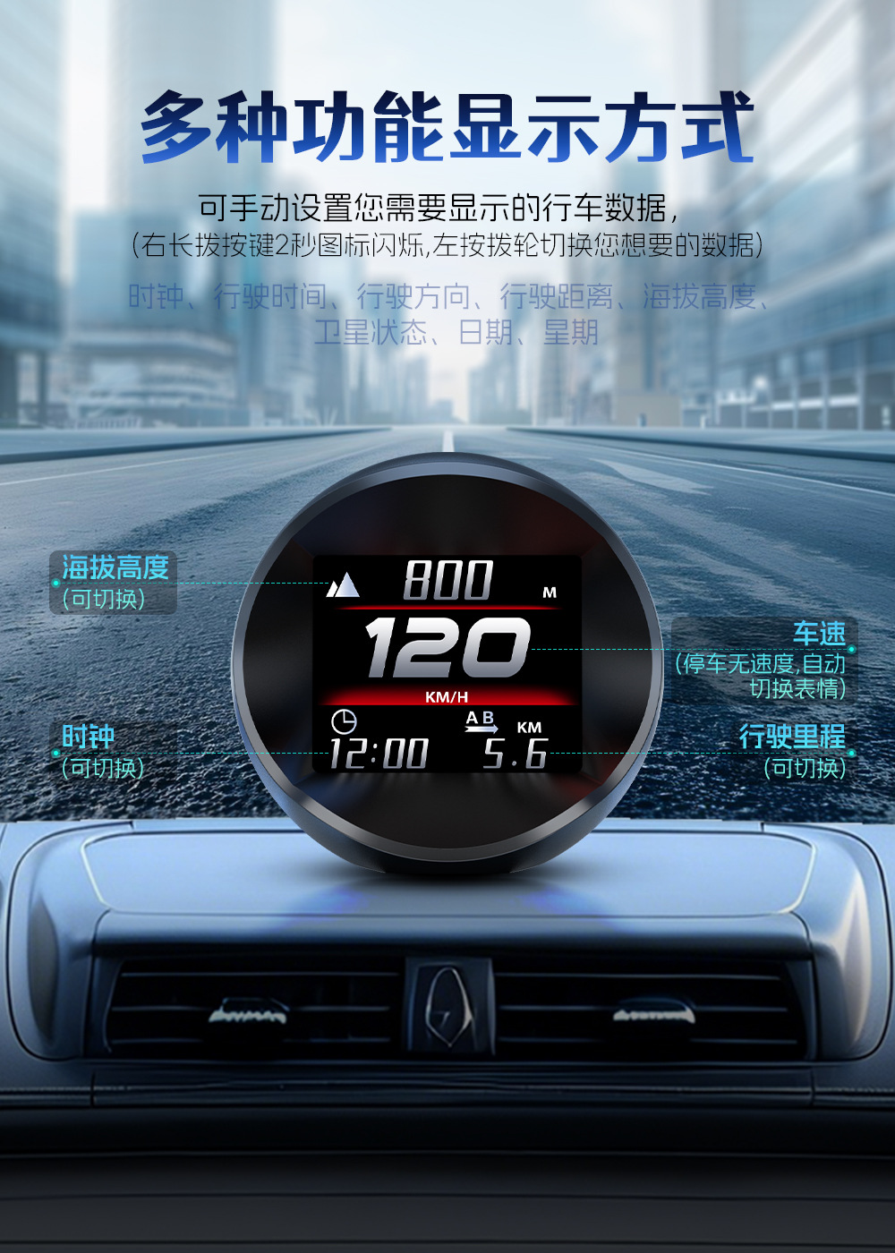 Cross-border car HUD head-up display navigation car electronic dog dashboard tire pressure dynamic emoji pack