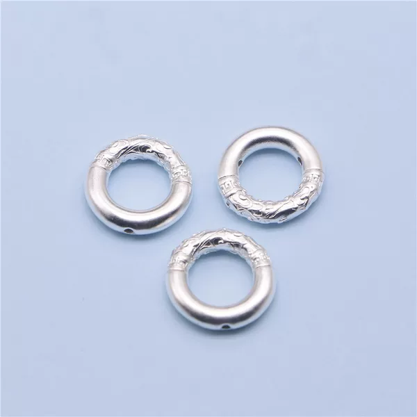 999 pure silver Qiankun ring 3d hard silver gold hoop bar safety buckle Xiangyun ring DIY necklace bracelet accessories