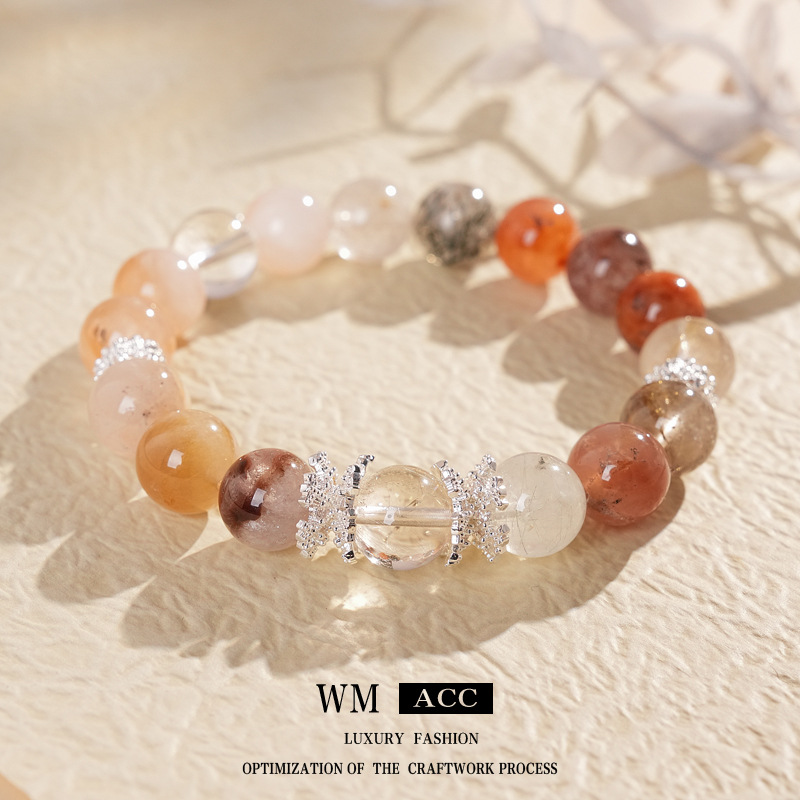 Pulsera de granate de ojo de tigre de cristal natural, nueva pulsera de todo fósforo de estilo nacional de estilo chino, joyería de novia de alta gama de lujo ligero