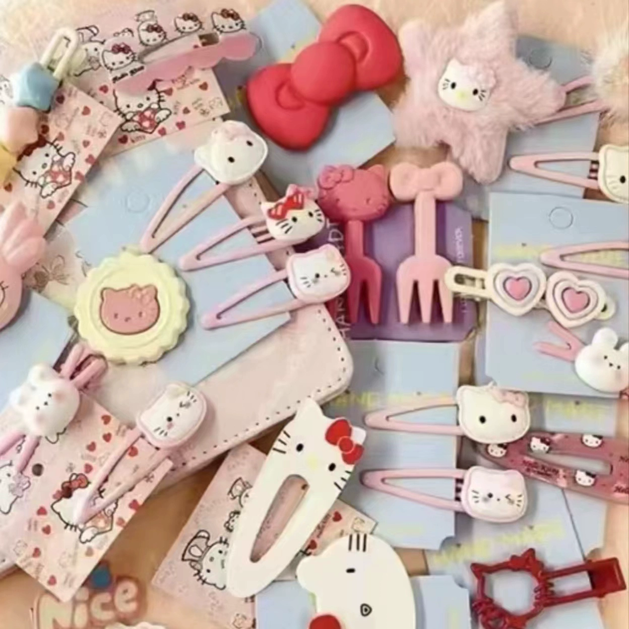 Набор аксессуаров для волос (Hello Kitty) — милые заколки в корейском стиле, 19 штук