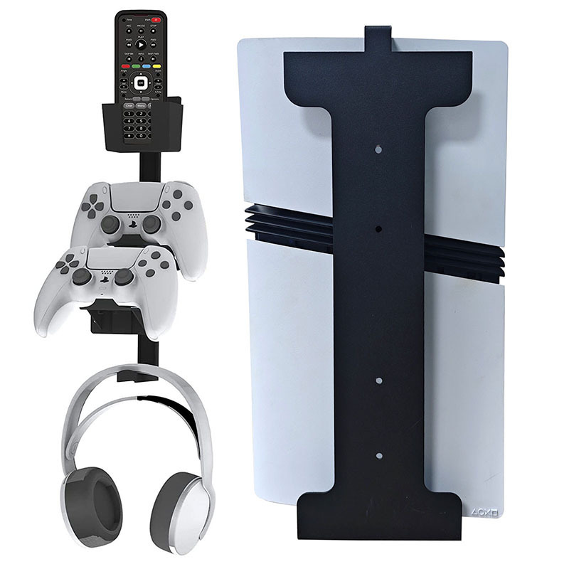 Soporte de Pared para Consola PS5 Slim de Hierro con Almacenamiento de Auriculares