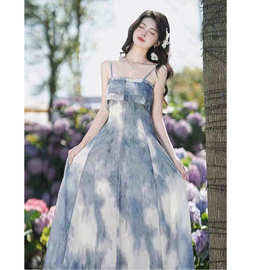 夏季三亚海边度假中长裙韩版超好看茶歇连衣裙女感百搭吊带裙