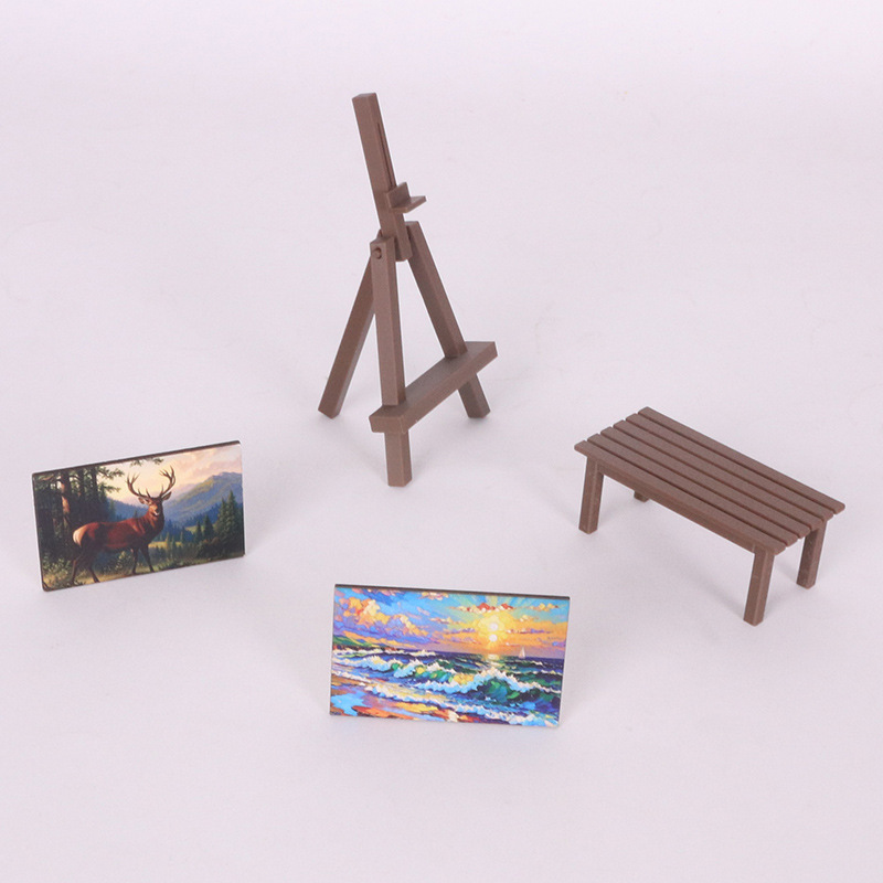 New Miniature Creative Mini Artificial Painting Stand Easel Oil Painting Rectangular Table Model Doll House Accessories