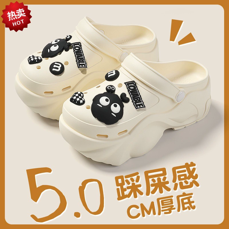 Толстая подошва легкая обувь для угольного шара женская 2024 новая летняя надевание нескользящая и неприятный запах eva пляж с толстой подошвой прохладный