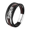 Men's woven leather bracelet stainless steel, 2023 collection, genuine leather