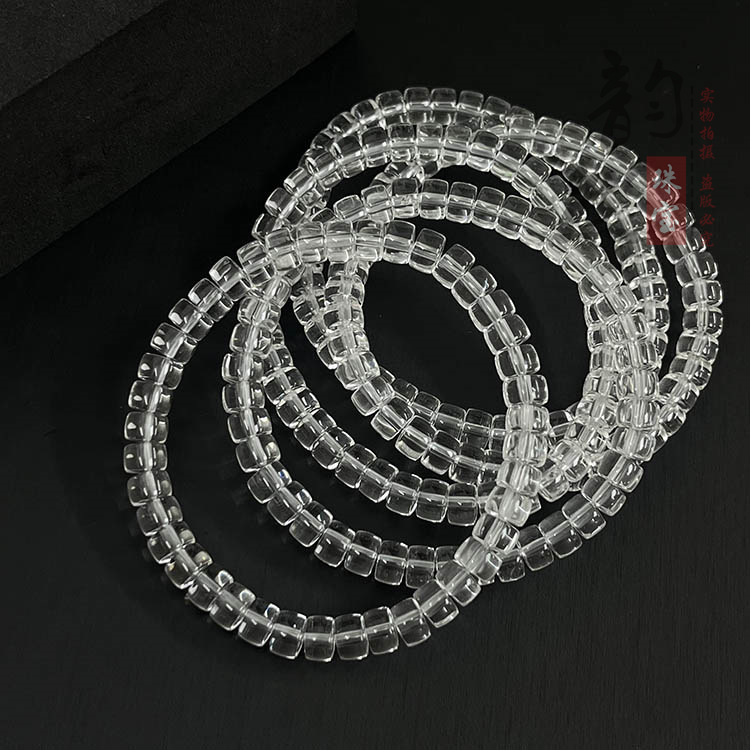 Natural White Crystal Straight Cut Disc Bead Bracelet Pill Beads Old Type Beads Single Circle Bracelet DIY Buddha Beads Accessories Loose Beads