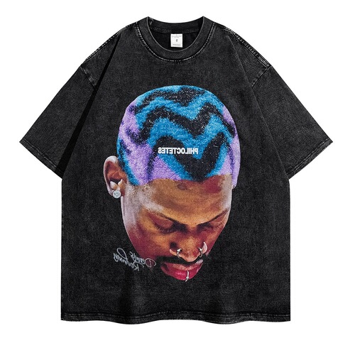 Vintage Wash Pure Cotton Short Sleeve T-Shirt for Men Summer Streetwear Versatile Hip-Hop Print Instagram Top