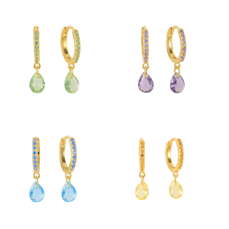 Fashionable small design earrings drop-shaped with zircon