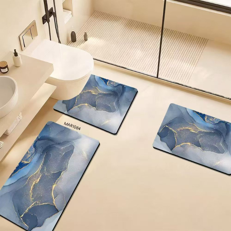 Alfombra de barro de diatomeas simple, alfombrilla de baño de secado rápido absorbente de agua especial, alfombrilla de baño de tres piezas antideslizante y resistente a la suciedad