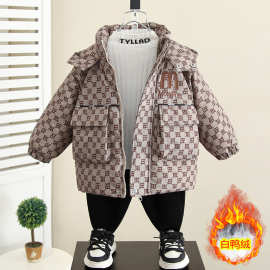 6964儿童加厚羽绒服冬装2025新款白鸭绒外套男童中长款棉衣袄潮酷