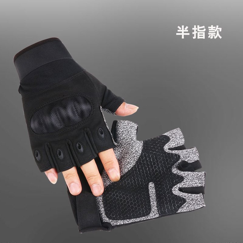 Pantalla táctil guantes tácticos de dedo completo cáscara de fibra de carbono protección conjunta antideslizante anti-corte anti-piercing de los hombres al aire libre fitness montar medio dedo