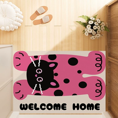 Entrance Door Floor Mat Shoe Changing Area Pvc Standard Leather Stain-Resistant Foot Mat No-Wash Wipeable Pvc Indoor Entrance Carpet (Avtomobil döşəmə paspasları) - spotted-animal-style-a-4060cm