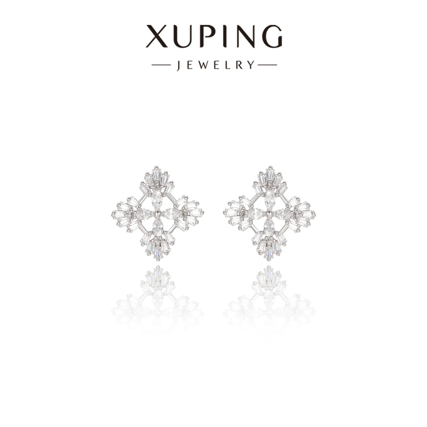 Xuping estilo simple incrustado zircon copo de nieve pernos de nicho de diseño temperamento diario fácil de usar auriculares de otoño y invierno para mujeres