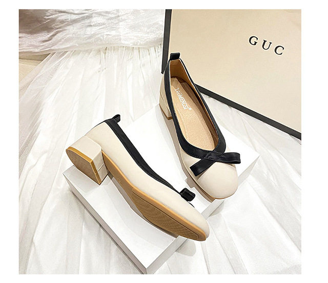 Giày cao gót nữ mũi vuông cổ thấp thắt nơ gót vuông 3–5 cm — Màu mơ, Màu nâu (màu trà sữa) chi tiết 23