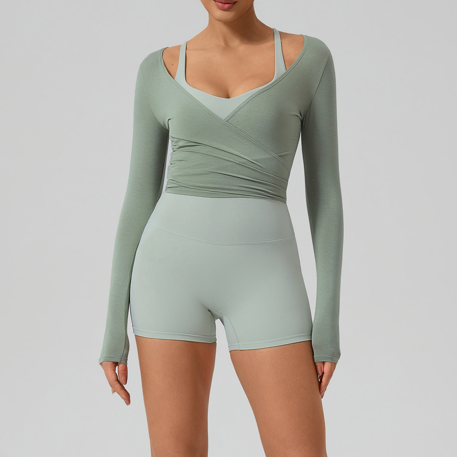 Nuevo traje de yoga de manga larga para mujeres piel delgada bailarina Pilates secado rápido para mejorar la sensación de camiseta deportiva image 4