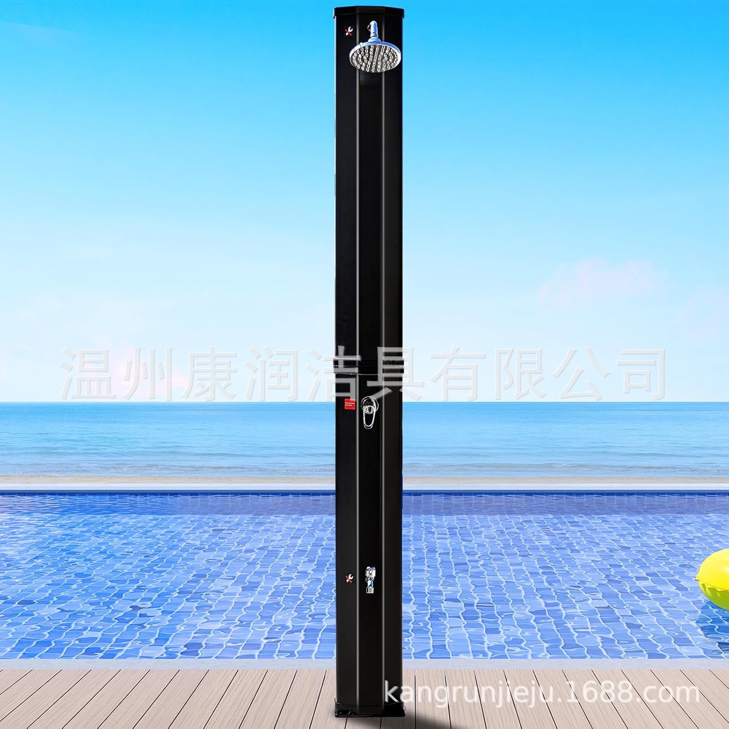 Kangrun ahorro de energía solar anti-UV material de PVC 60L negro al aire libre jardín de arena ducha