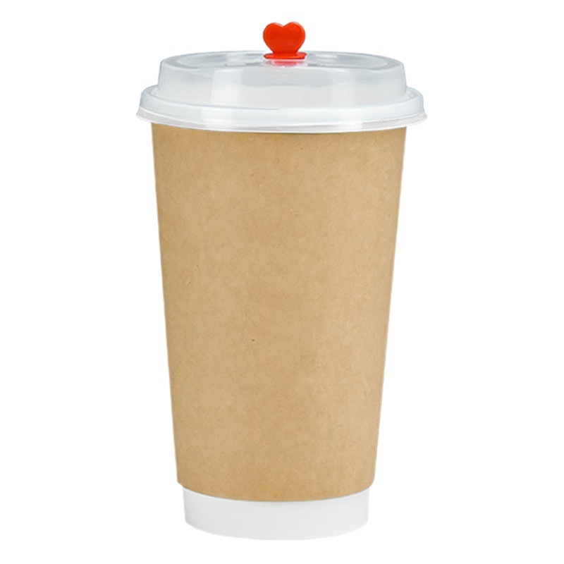 Disposable coffee cup double-layer paper cup spot wholesale heat insulation anti-hot hollow paper cup thickened Kraft paper hot drink cup