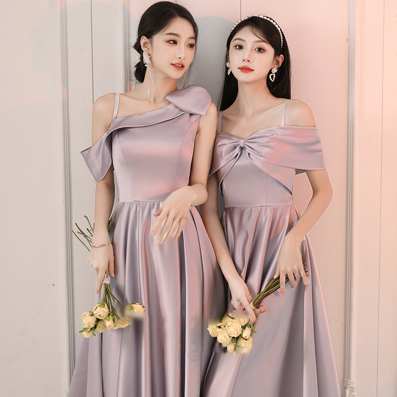 Satin Bridesmaid Dresses 2026 New Spring and Autumn Styles for Petite Sizes, Suitable for Everyday Wear and Annual Parties, Long-Sleeve Sister Group Formal Dresses Satin Bridesmaid Dresses 2026 New Spring and Autumn Styles for Petite Sizes, Suitable for Everyday Wear and Annual Parties, Long-Sleeve Sister Group Formal Dresses
