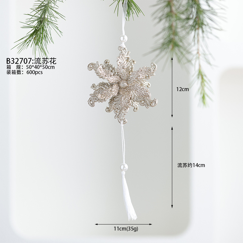 Nuevos productos transfronterizos de madera decoraciones de árboles de Navidad polvo brillante hueco flocos de nieve amor colgante mariposa colgante de Navidad