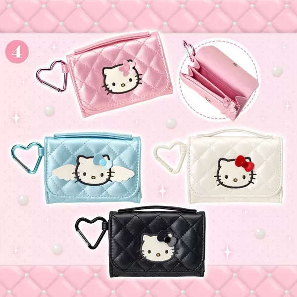 Japanese-Style Sanrio Kitty Embroidered Cute Cartoon Card Holder Portable Floral Quilted Small Hanging Bag Coin Purse